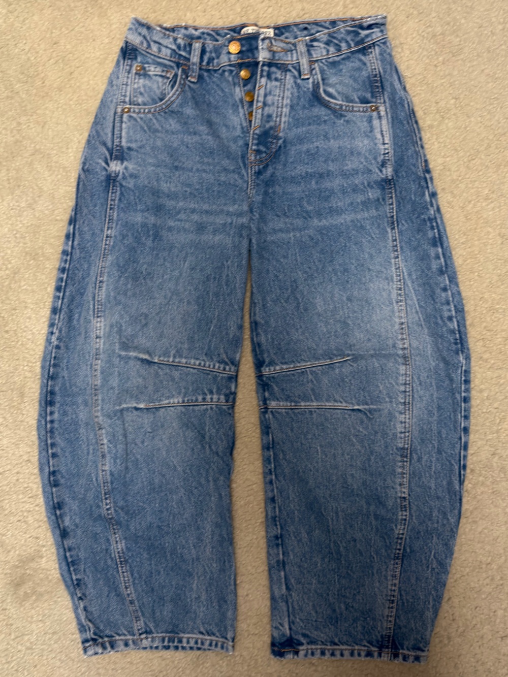 Free People We The Free Good Luck Barrel Leg medium wash Jeans